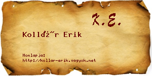 Kollár Erik névjegykártya
